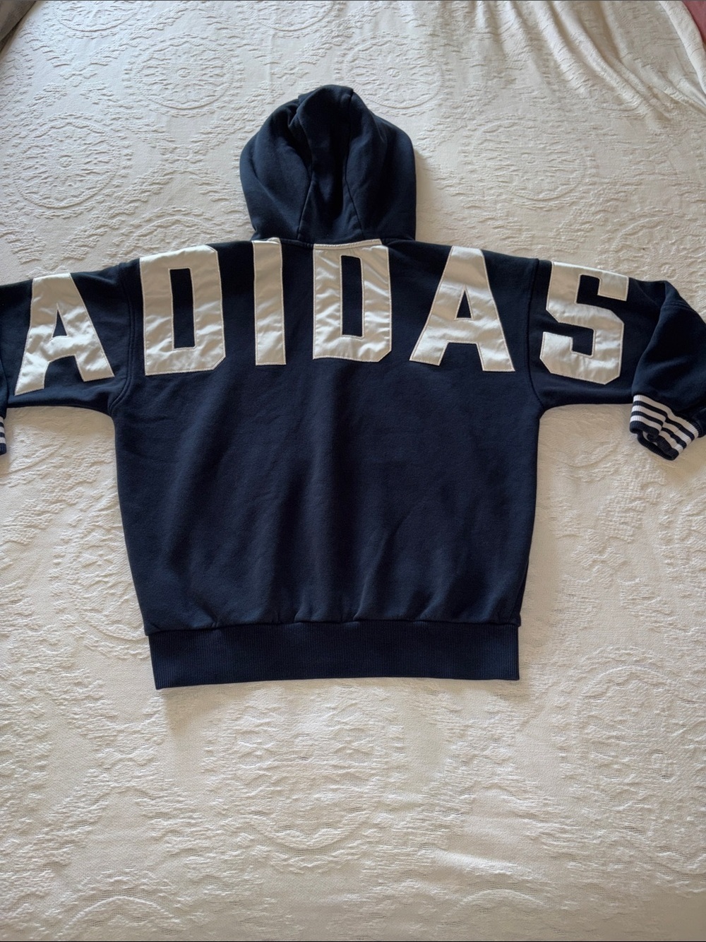 adidas 2017 Spellout Unisex Navy White Hoodie Gently Loved S